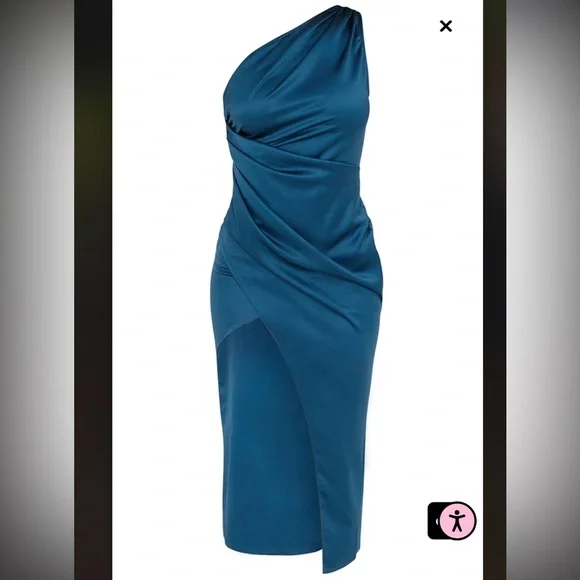 PRETTYLITTLETHING Blue Satin Dress - Picture 3 of 4